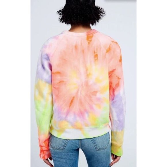 NWT RE/DONE x Hanes Classic Raglan Crewneck Neon Spiral Tie Dye-sz Large - Picture 2 of 9